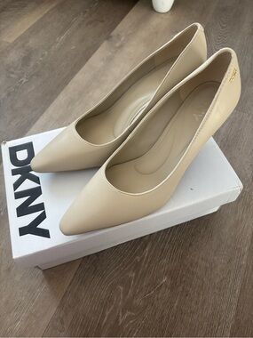 DKNY Beige Pointed-Toe Pumps